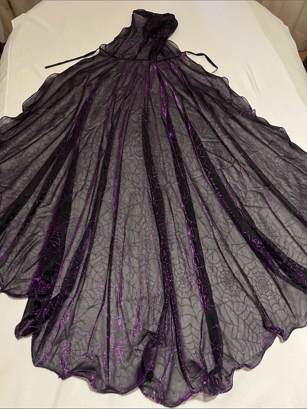 Halloween Sheer Black and Purple Spiderweb Cape
